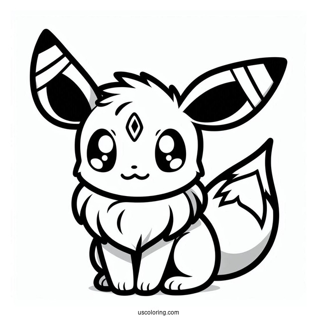 Kawaii Umbreon Eevee Coloring Sheet