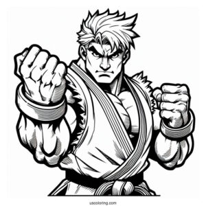Street Fighter Coloring Page Of Easy Street Fighter Ryu Kids