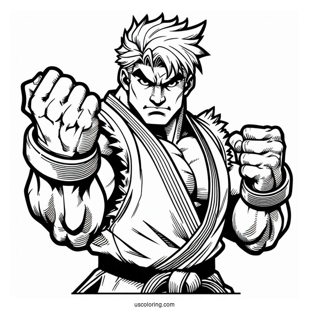 Street Fighter Coloring Page Of Easy Street Fighter Ryu Kids