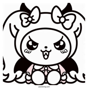 Sanrio Coloring Pages Of Kuromi With Evil Smile