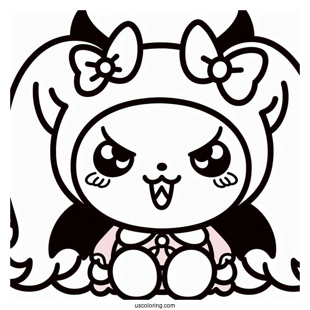 Sanrio Coloring Pages Of Kuromi With Evil Smile