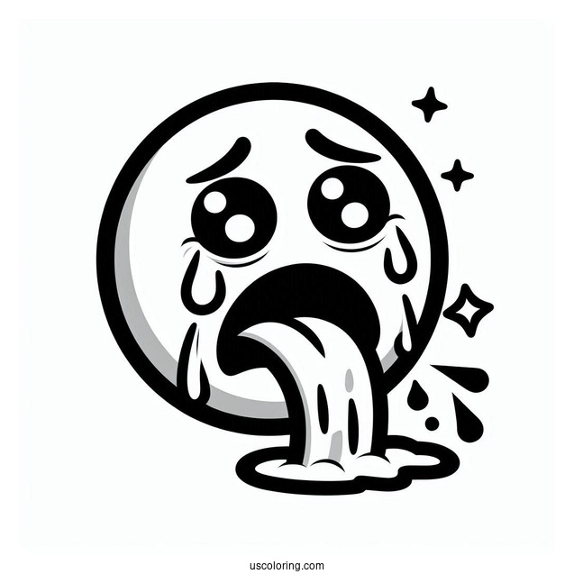 Easy Face Vomiting Emoji Coloring Page