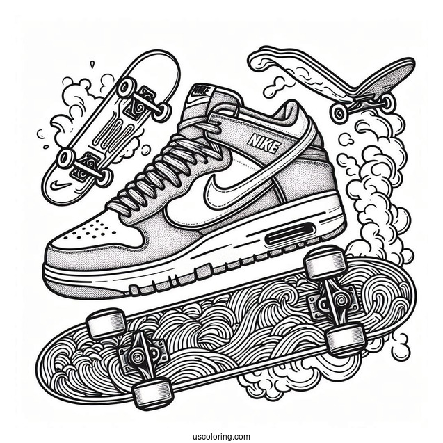 Nike Coloring Page Of SB Men s Bruin React On Skateboard