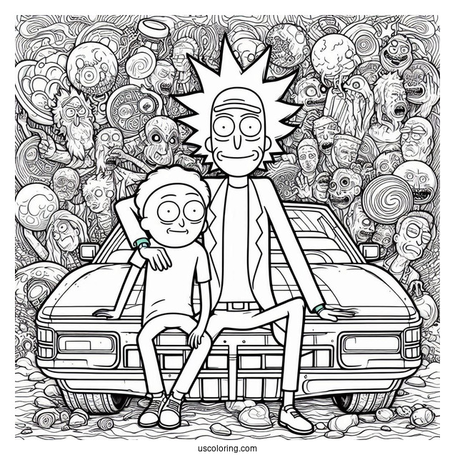 Detailed Rick And Morty TV Poster Coloring Page