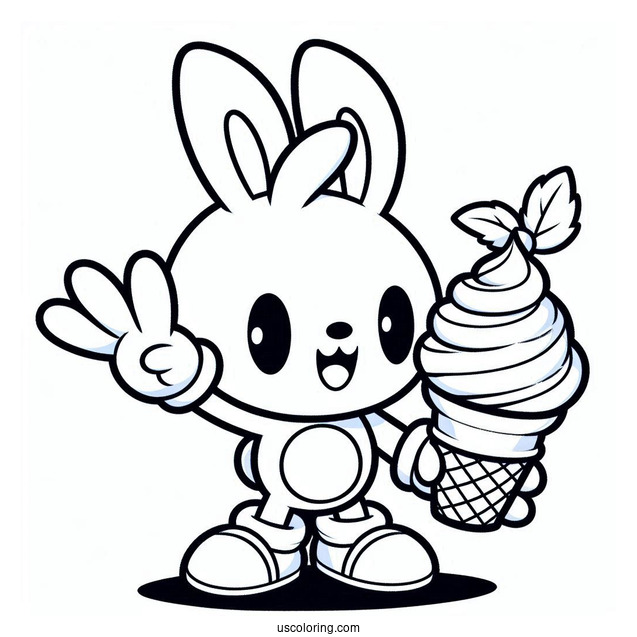 Kawaii Cream the Rabbit Waving V2