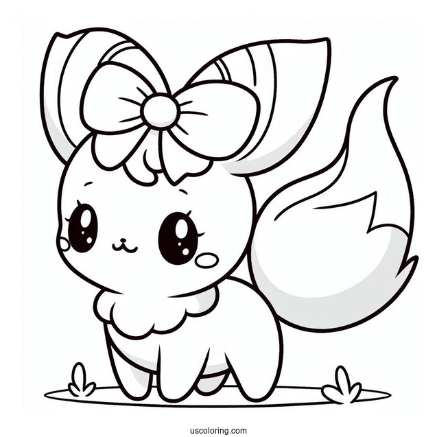 Simple Pochacco Coloring Page With Bow On Tail For Preschoolers
