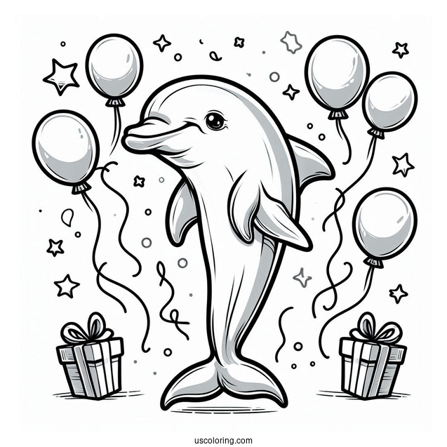 Dolphin Wearing Party Hard With Balloons