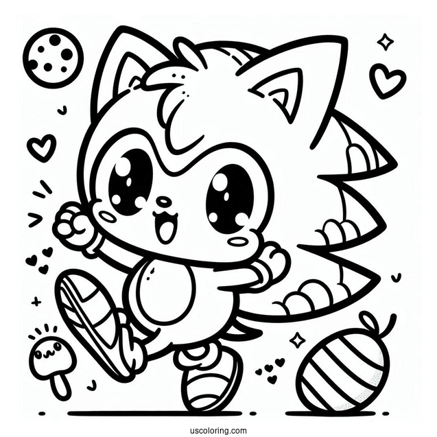 Kawaii Baby Sonic Coloring Page For Kids