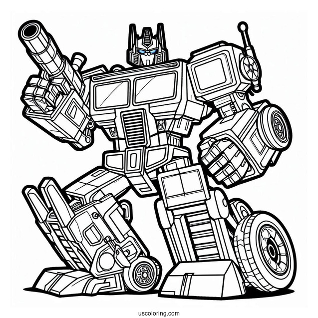 Rescue Bots Coloring Page Of Optimus Prime In Robot Form