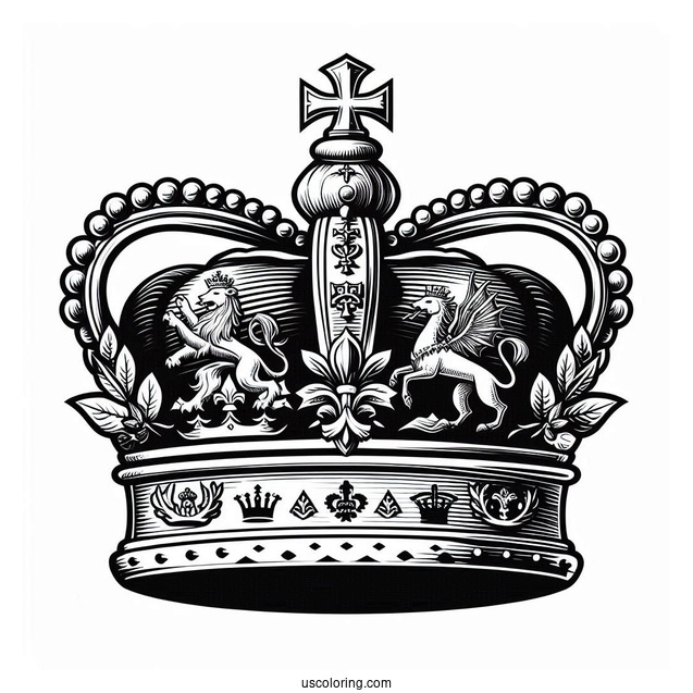Oultine Of St Edward Heraldic Crown Coloring In
