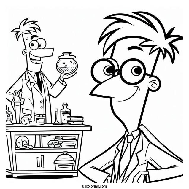 Phineas And Ferb Coloring Page Of Dr. Heinz Doofenshmirtz