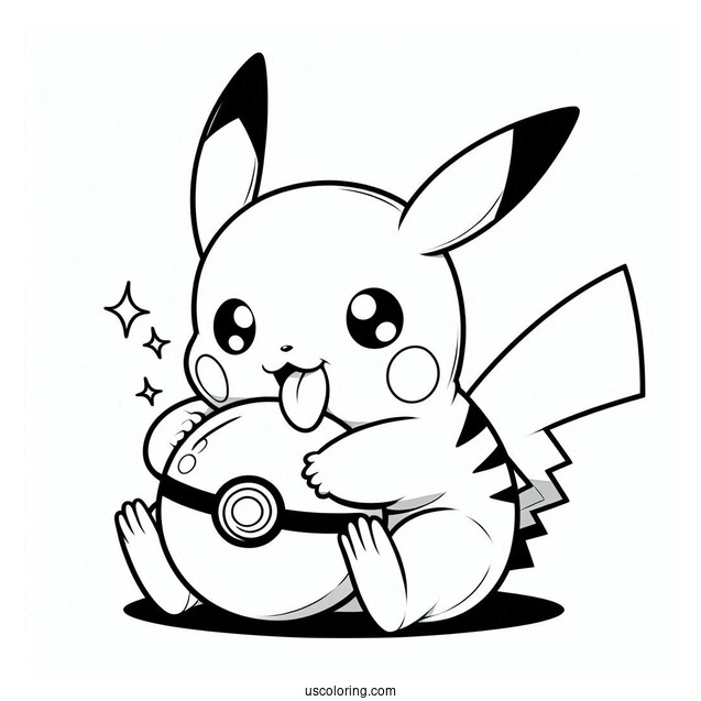Coloring Page Of Pikachu Biting Pokeball