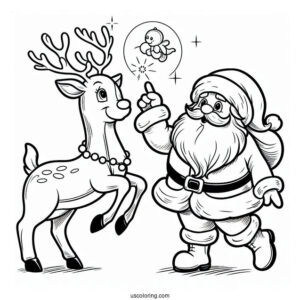 Easy Outline Of Santa With Dasher And Comet_