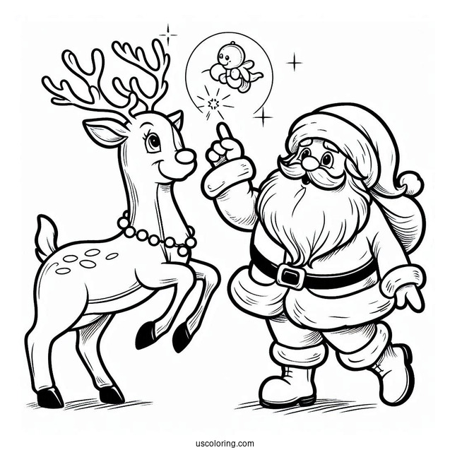 Easy Outline Of Santa With Dasher And Comet_