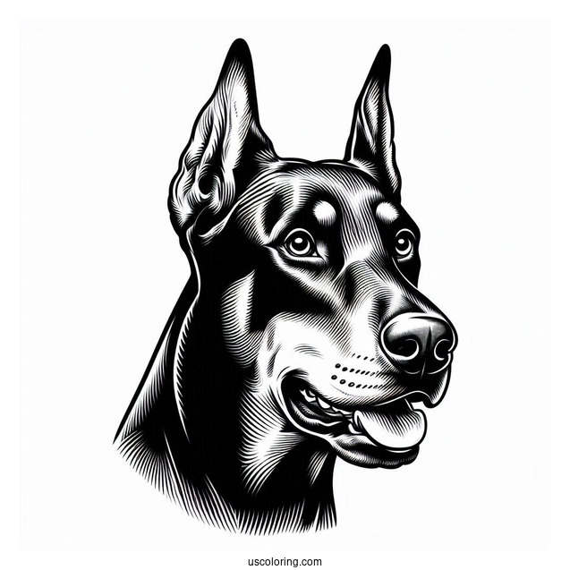 Close Up Of Alert Dobermann