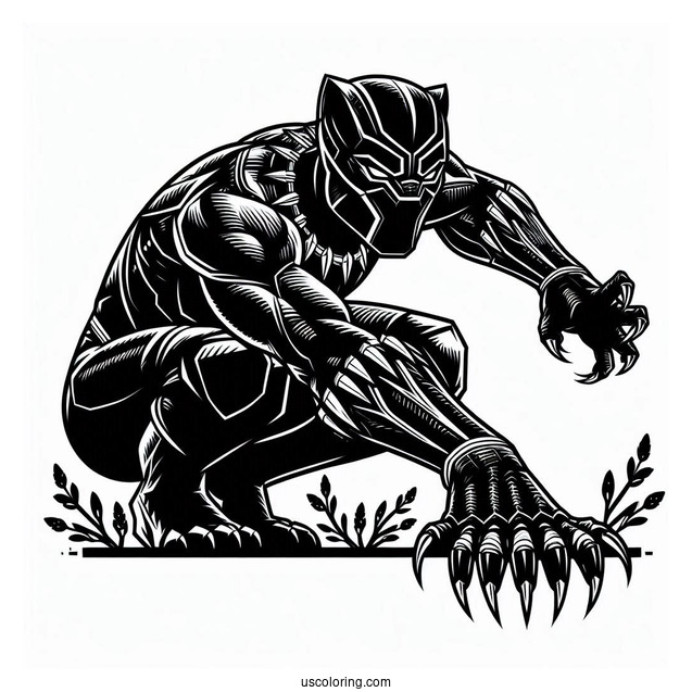 Black Panther With The Avengers Coloring Page