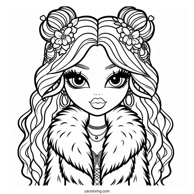 Bratz Meygan In Fur Coat Coloring Page