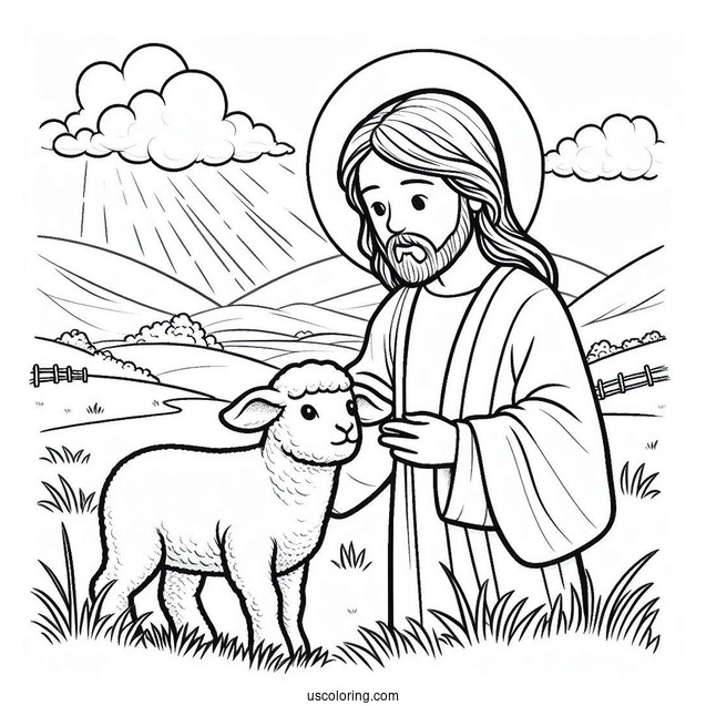 Jesus Coloring Page Finding The Missing Lamb For Kids