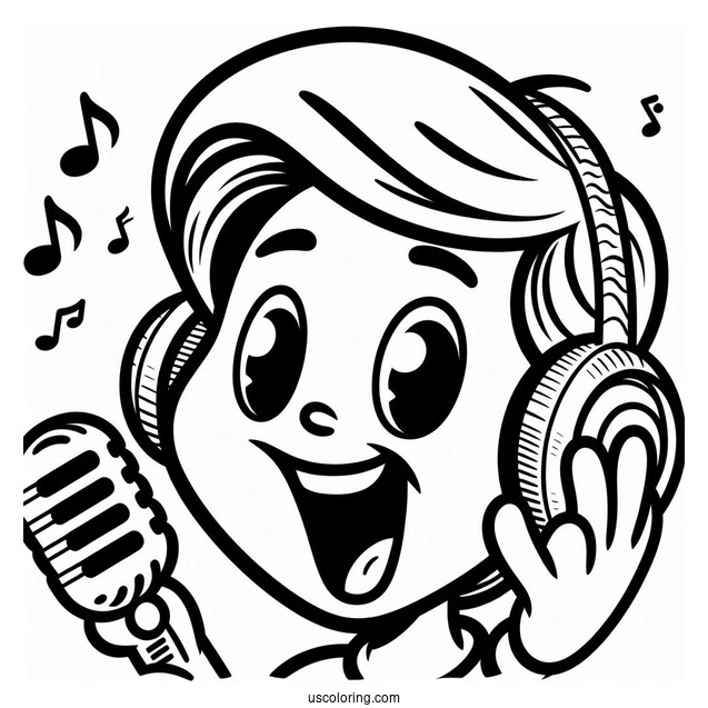 Sing Coloring Page Of Easy Johnny With Earphones On