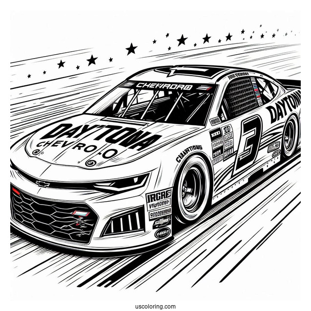 NASCAR Coloring Page Of Daytona Chevrolet Camaro Side To Side