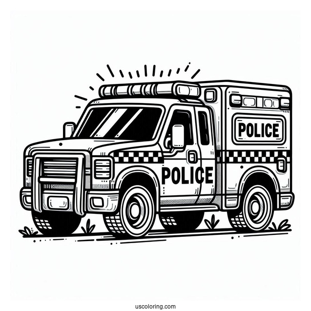 Police Truck Coloring Picture