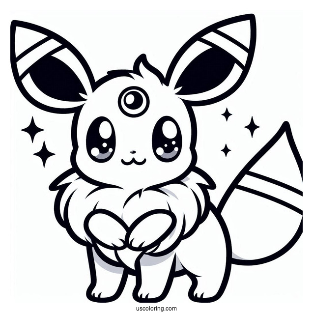 Kawaii Umbreon Eevee Coloring Sheet