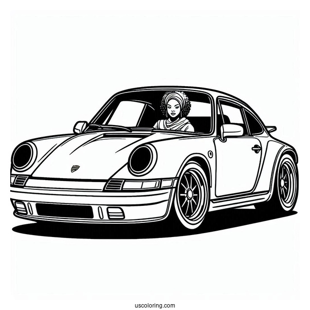Simple Porsche Coloring Page Outline For Kids