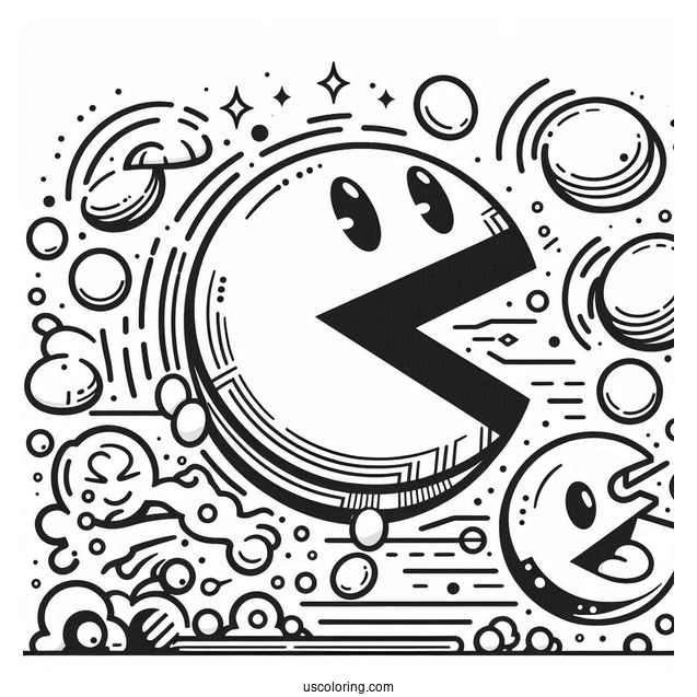 Pac-Man Coloring Page Game Poster