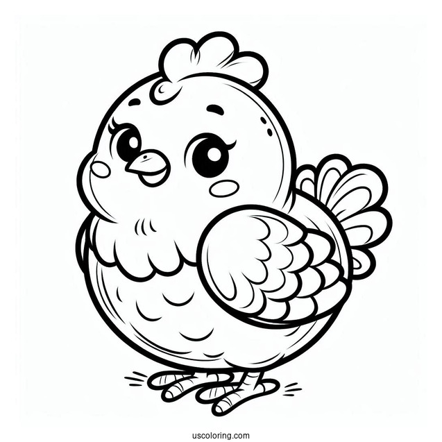 Smiling Chicken Coloring Sheet For Kids