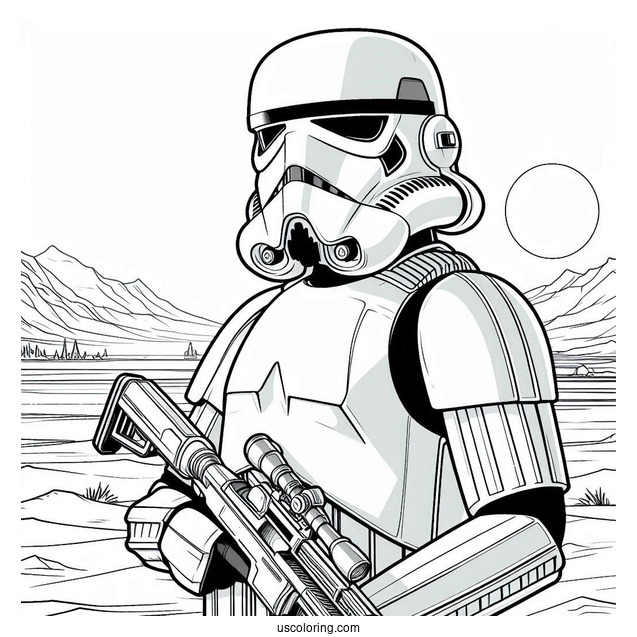 Stormtrooper Coloring Page Shocktrooper Standing In The Desert
