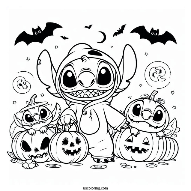 Halloween Themed Lilo And Stitch Coloring Sheet