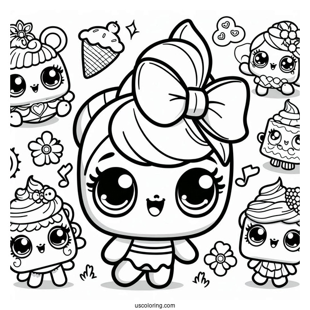 Coloring Sheet Of Shoppies With Their Shopkins