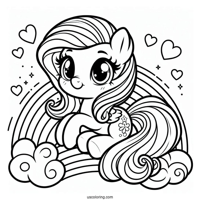 Cartoon My Little Pony Sitting On Rainbow