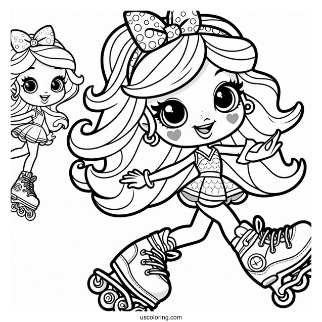 Polly Pocket Coloring Page In Rollerblades