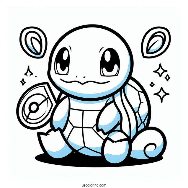 Squirtle Coloring Page Of Shell Shield Pokemon Card