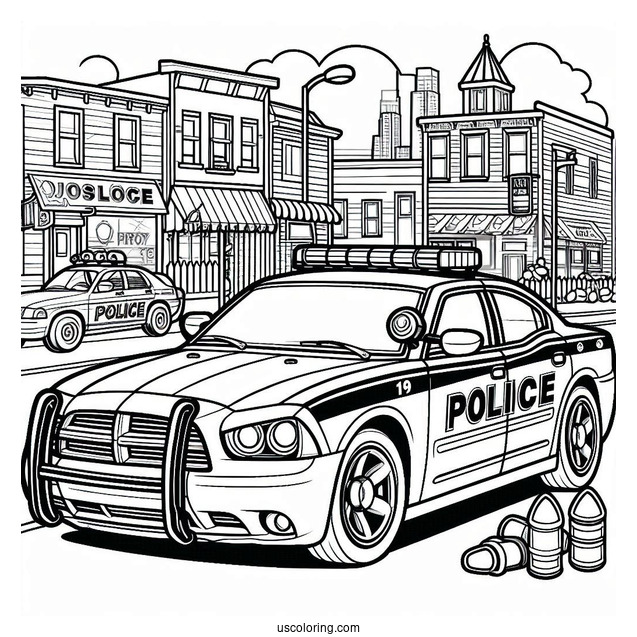 US Police Car Coloring Page