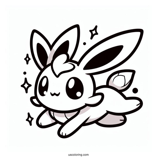 Kawaii Sylveon Coloring Page Leaping