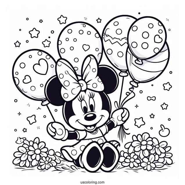 Minnie Mouse Balloon Coloring Sheet