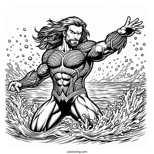 Mighty Aquaman Coloring Page Out Of The Water