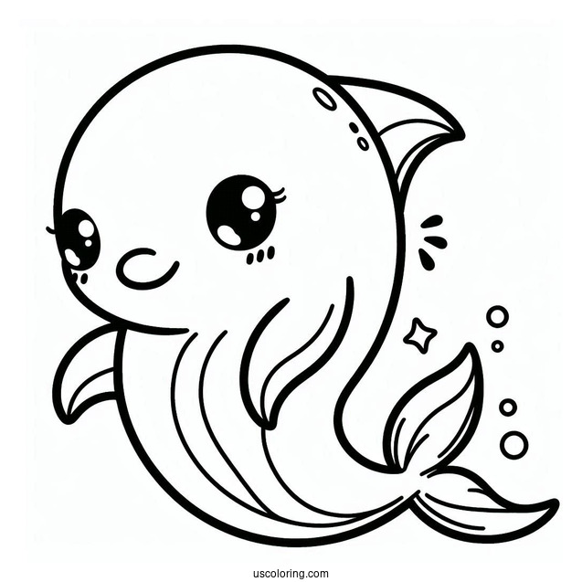 Cute Kawaii Dolphin To Color