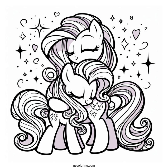 Pinkie Pie Coloring Page Hugging Twilight Sparkle