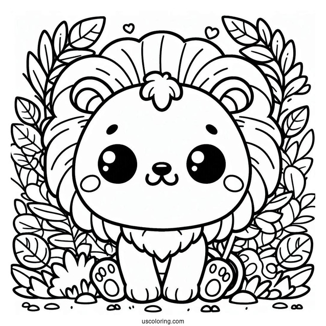 Jungle Coloring Page Of Kawaii Chibi Lion For Preschoolers