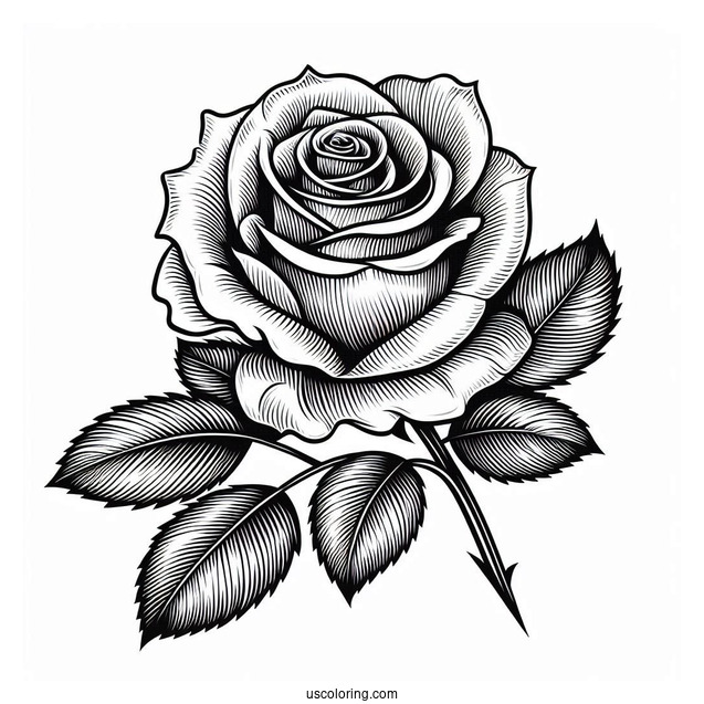 Realistic Rose Coloring Page