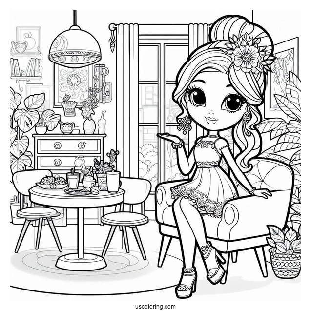 Polly Pocket Coloring Page Of Griselle Grande In The Living Room