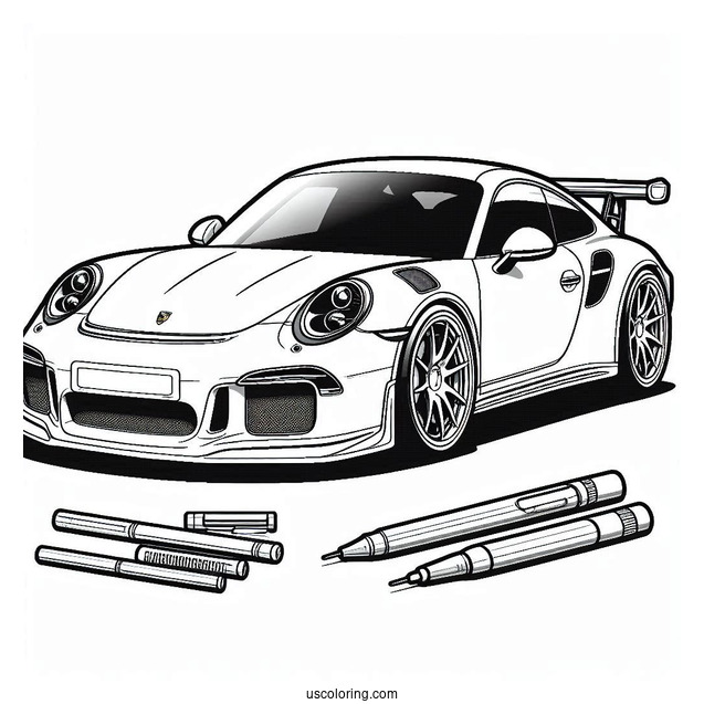 Simple Porsche Coloring Page Outline For Kids