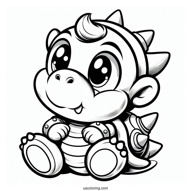 Playful Baby Bowser To Color