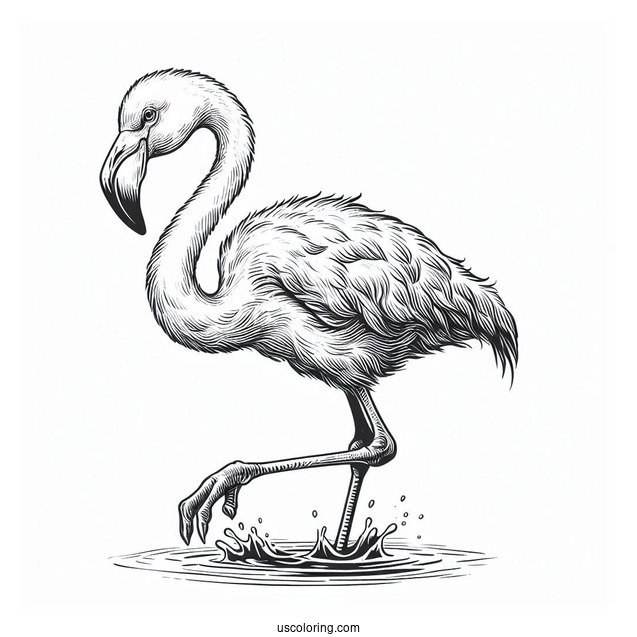 Realistic Baby Flamingo To Color