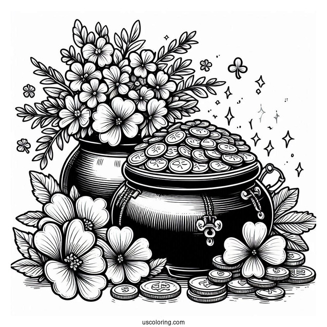 Coloring Sheet Of St Patrick_s Pot Of Gold