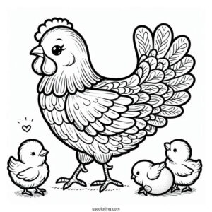 Mother Hen With Newborn Chicks To Color