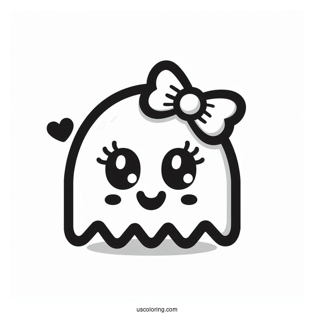 Kawaii Mrs. Pac-Man Coloring Page For Kids